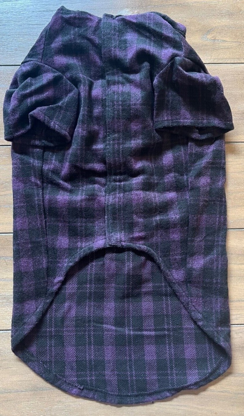 Toggle Flannel Dog Coat w/ Fur Hood – LARGE – PURPLE – Plaid – Zack & Zoey – NWT