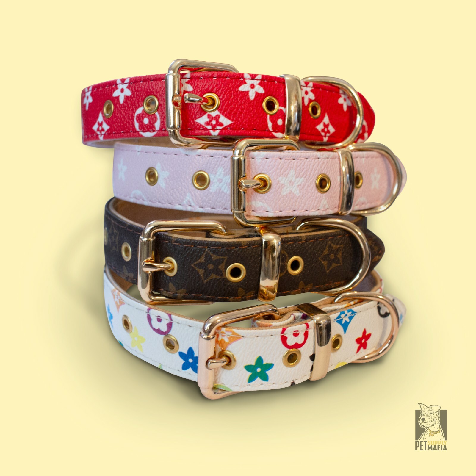 Blue Dog Collar & Leash – Leather Designer Fashion Pet Collar XS, S , M, L , XL