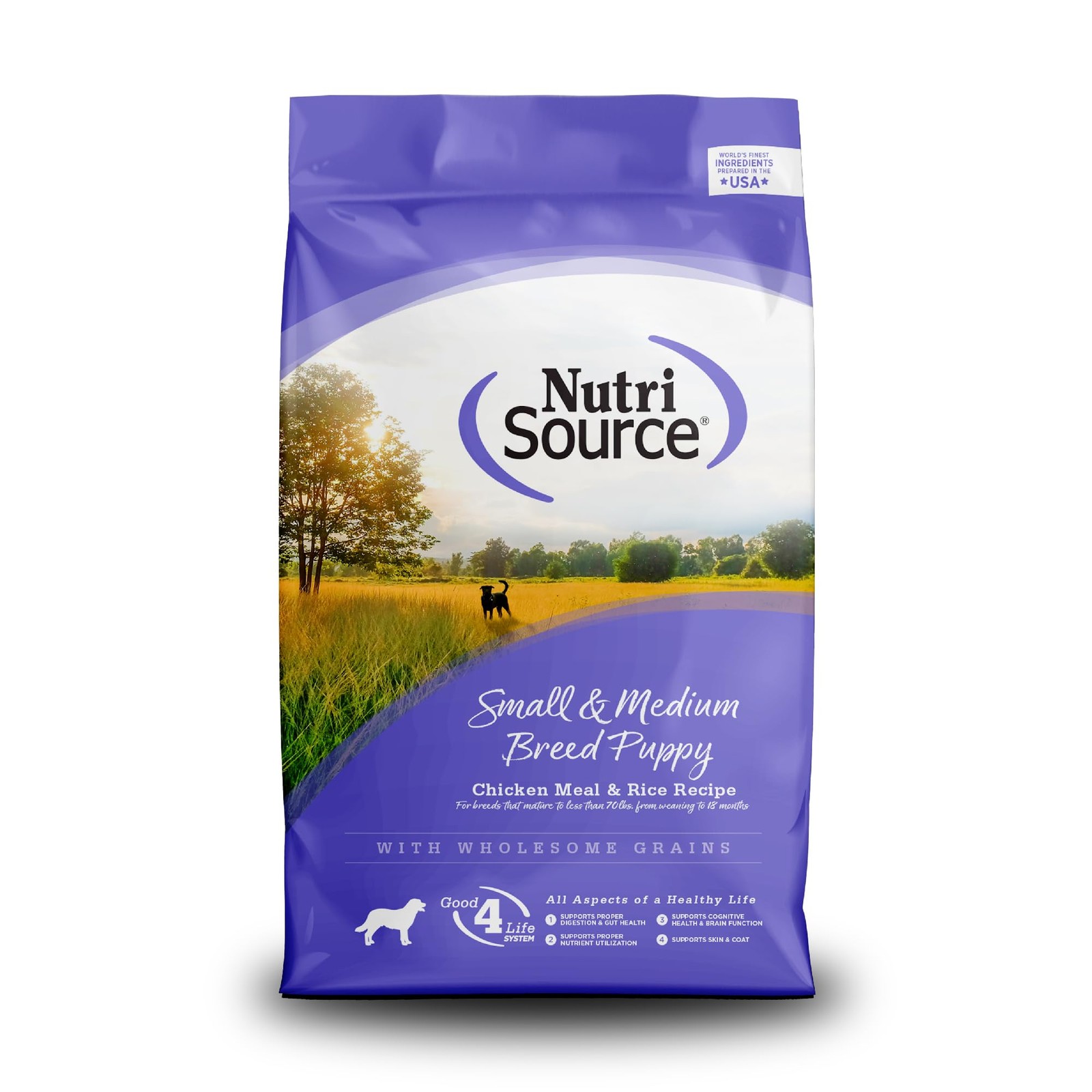 NutriSource Small & Medium Breed Puppy Dry Dog 4 Pound (Pack of 1), Brown