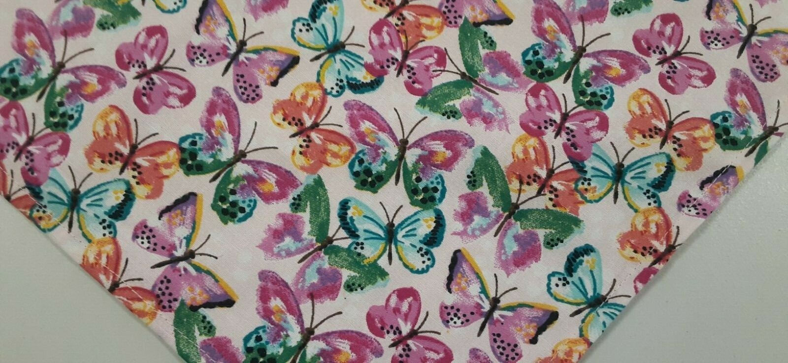 Dog Bandana, Tie On, Butterflies, Blue, Pink, Green, XS, S, M, L