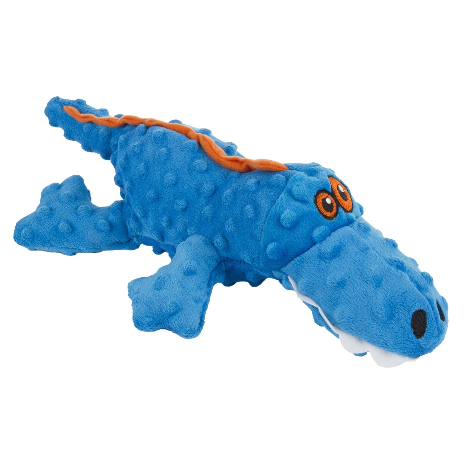 goDog Gators Squeaky Plush Dog Toy, Chew Guard Technology – Blue, Large