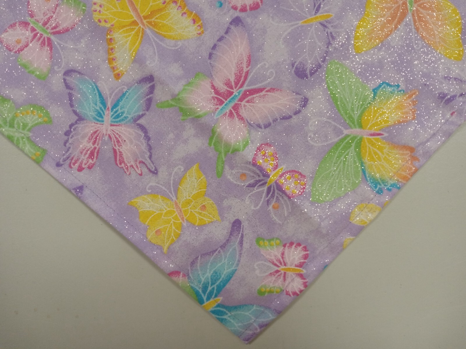 Dog Bandana, Scarf, Violet, Tie On, Butterflies, Sparkles, S, M, L