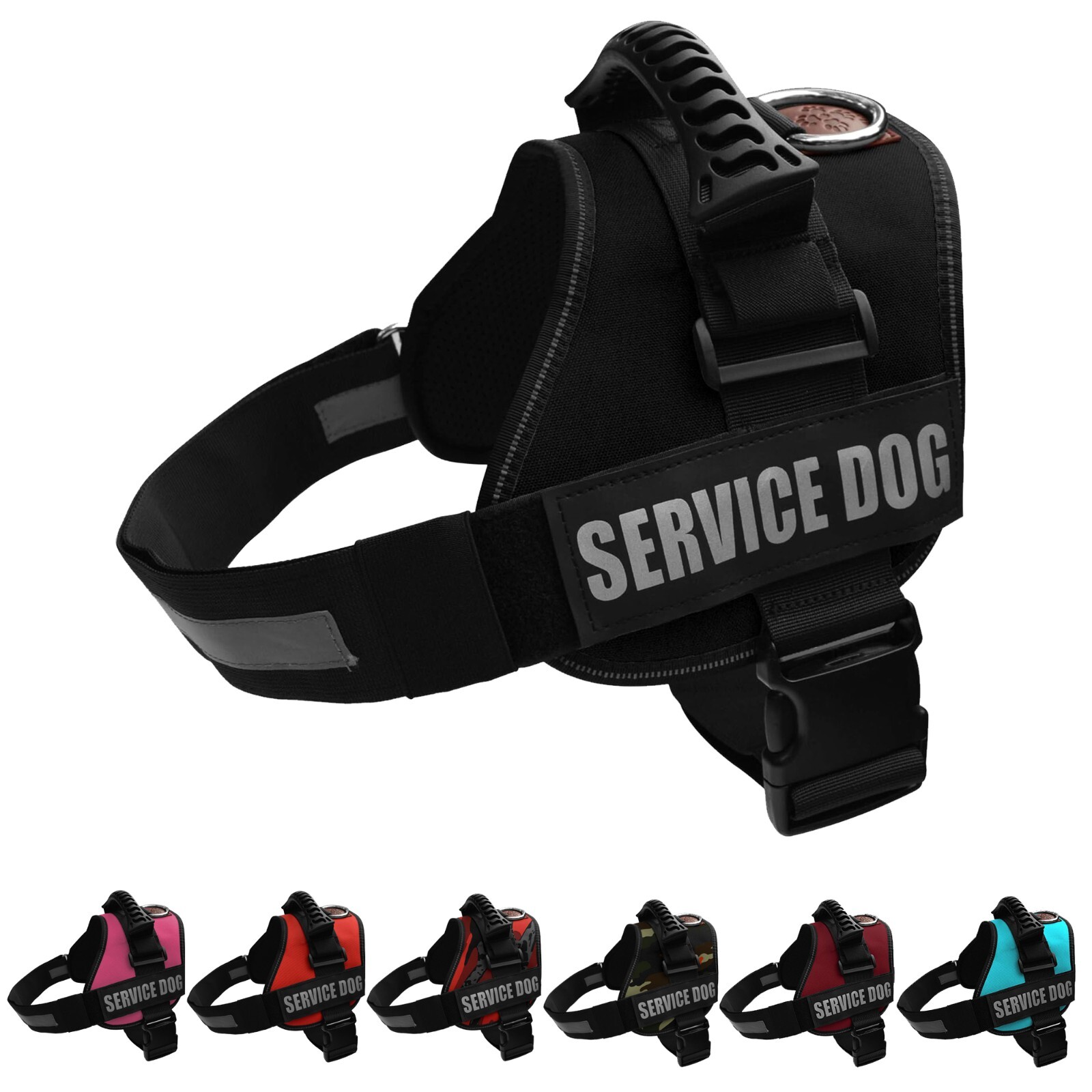 ALBCORP Reflective Service Dog Vest Harness, Woven Nylon with Adjustable Straps