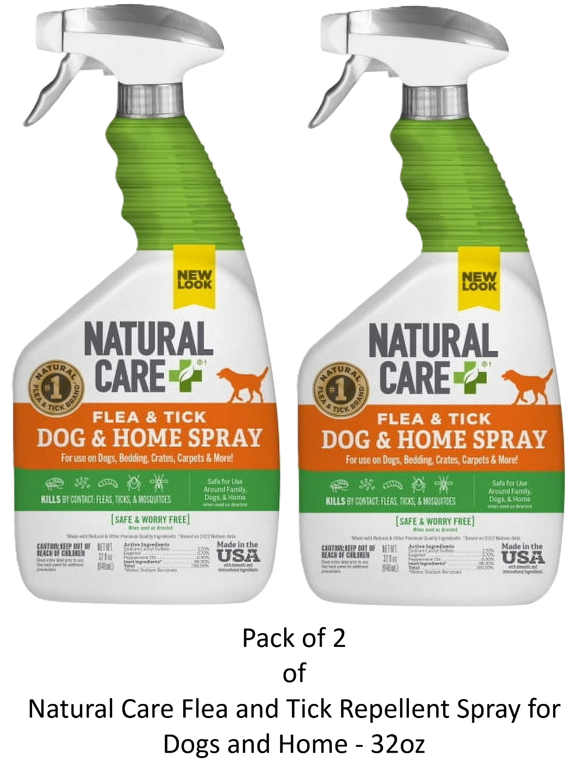 Natural Care Flea and Tick Repellent Spray for Dogs and Home – 32oz (2 Pack)