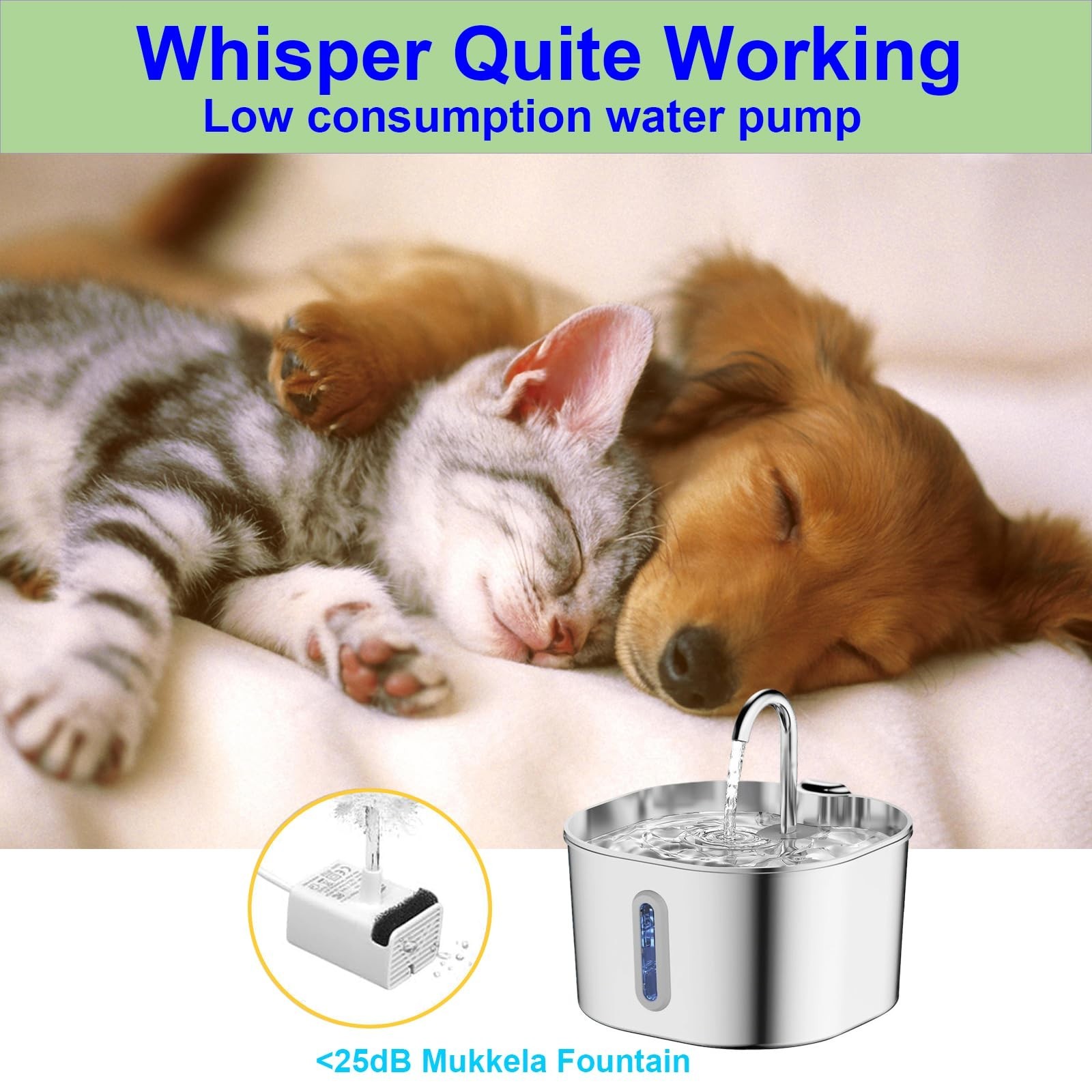Cat Water Fountain Stainless Steel 74oz/2.2L Automatic Pet Dog Water Fountain