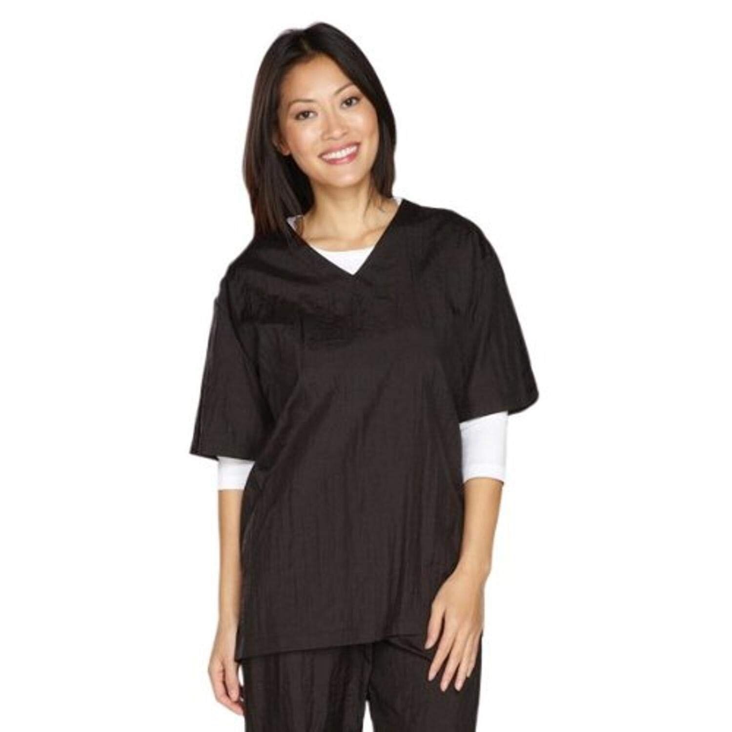 Black V Neck Short Sleeve Smock Groomer Stylist Barber Water Stain Resistant