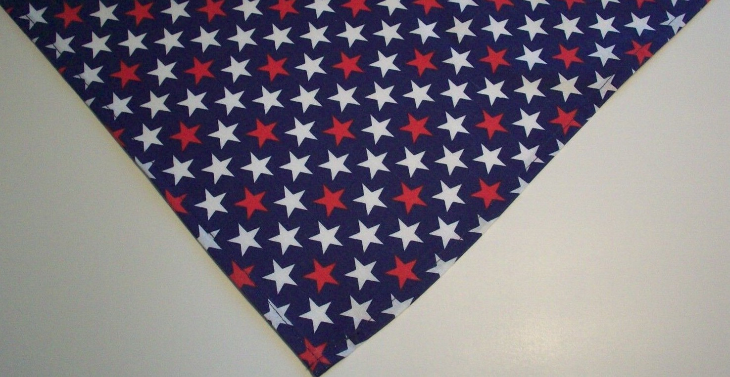 Dog Bandana/Scarf, Tie On, Patriotic, Stars, Red. White, Blue, XS, S, M, L