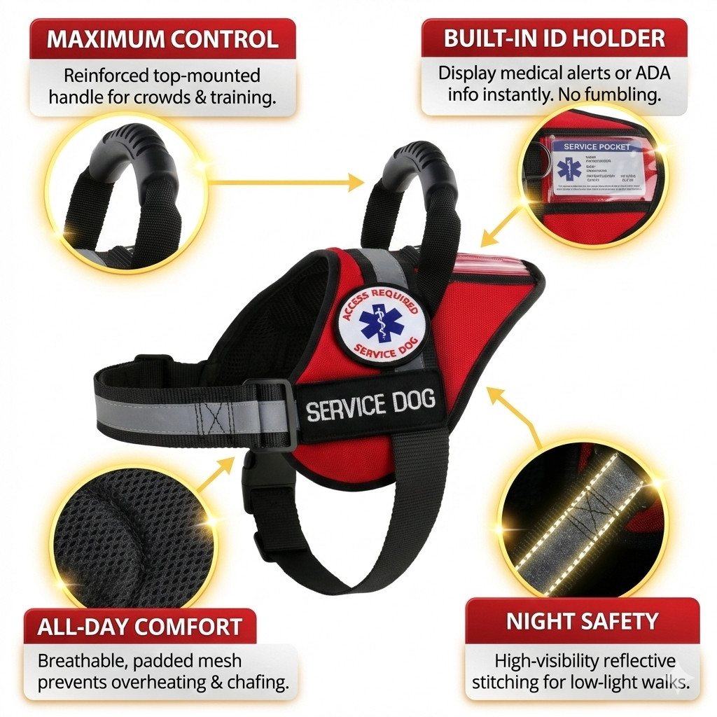 Service Dog Harness Vest Reflective – Patches – Waterproof ALL ACCESS CANINE™