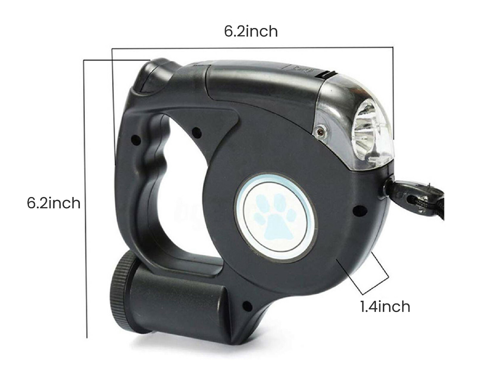 3 In 1 Retractable Dog Leash with LED Flashlight & Bag Dispenser