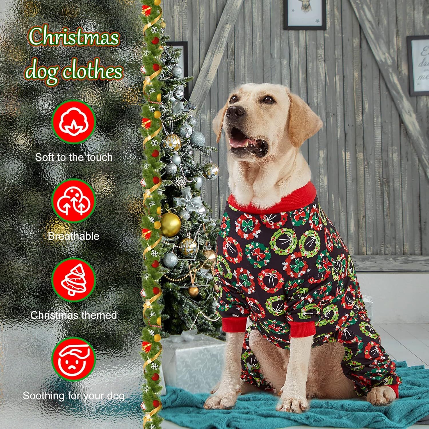 LovinPet Dog Pet Pitbull Pajamas Christmas Holiday Costume Pullover Outfit Shirt