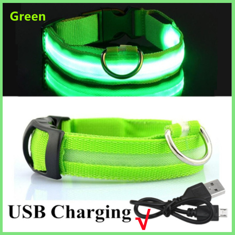 PET LED LIGHT-UP Glow-in-the-dark USB RECHARGEABLE COLLAR Dog Night Safety