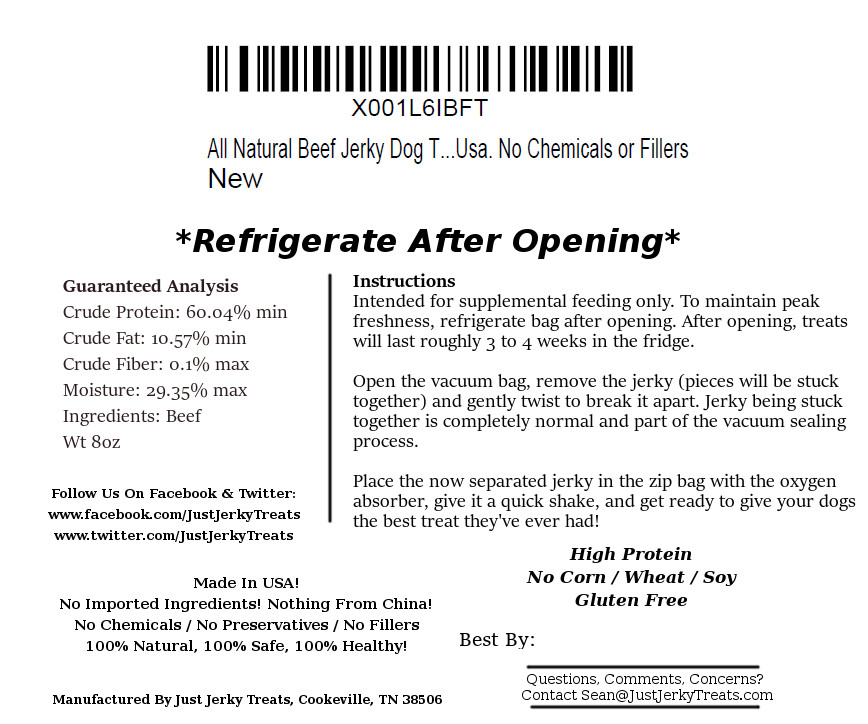 Natural Beef Jerky Dog Treats – 100% Beef, Made In USA, No Chemicals Or Fillers!