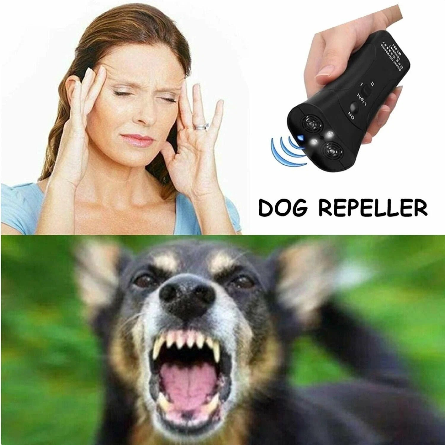 Ultrasonic Anti Dog Barking Device Pet Trainer LED Light Gentle Chaser Style