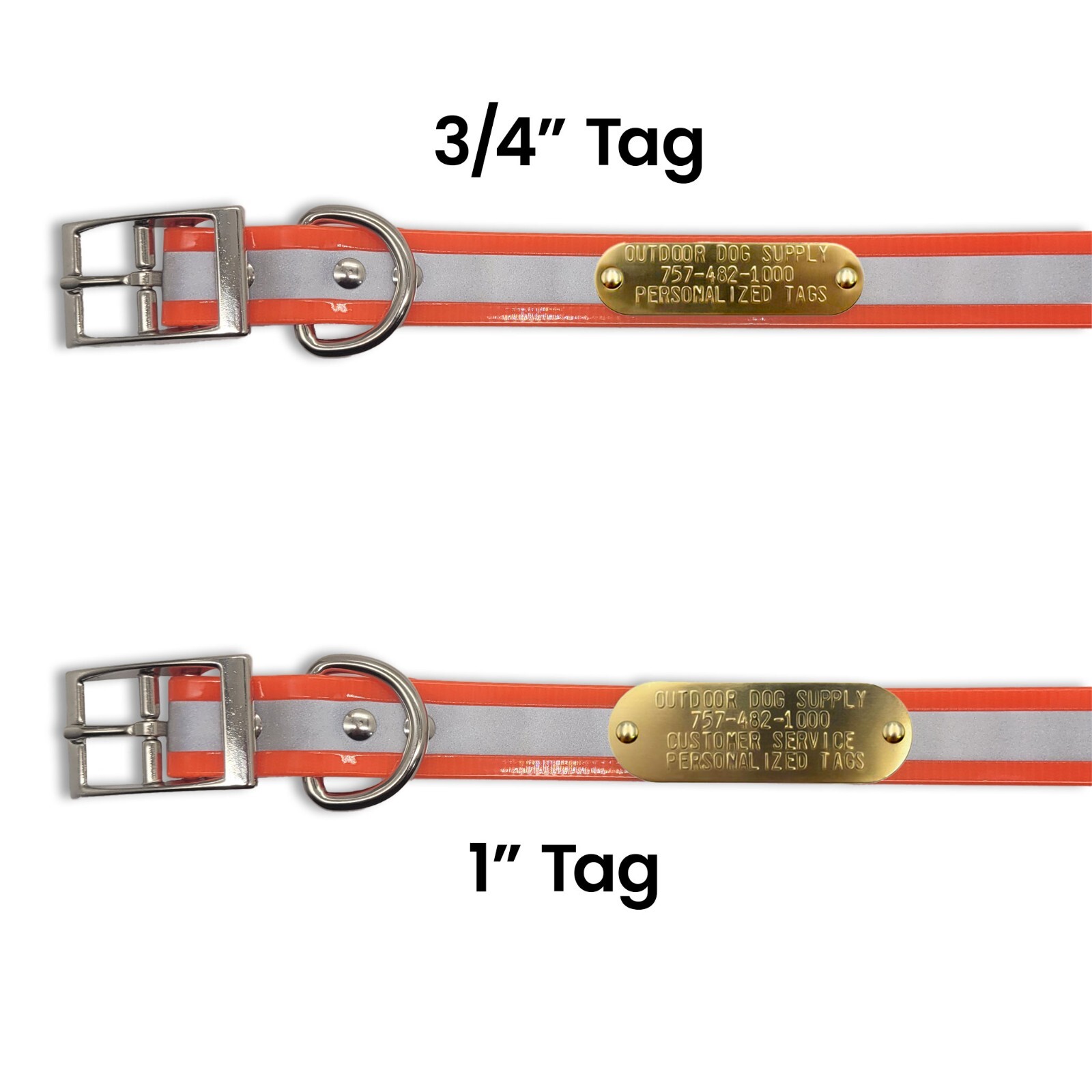 Hunting Dog Name Collar Strap 1″ Solid Color D Ring & Free Brass ID Plate