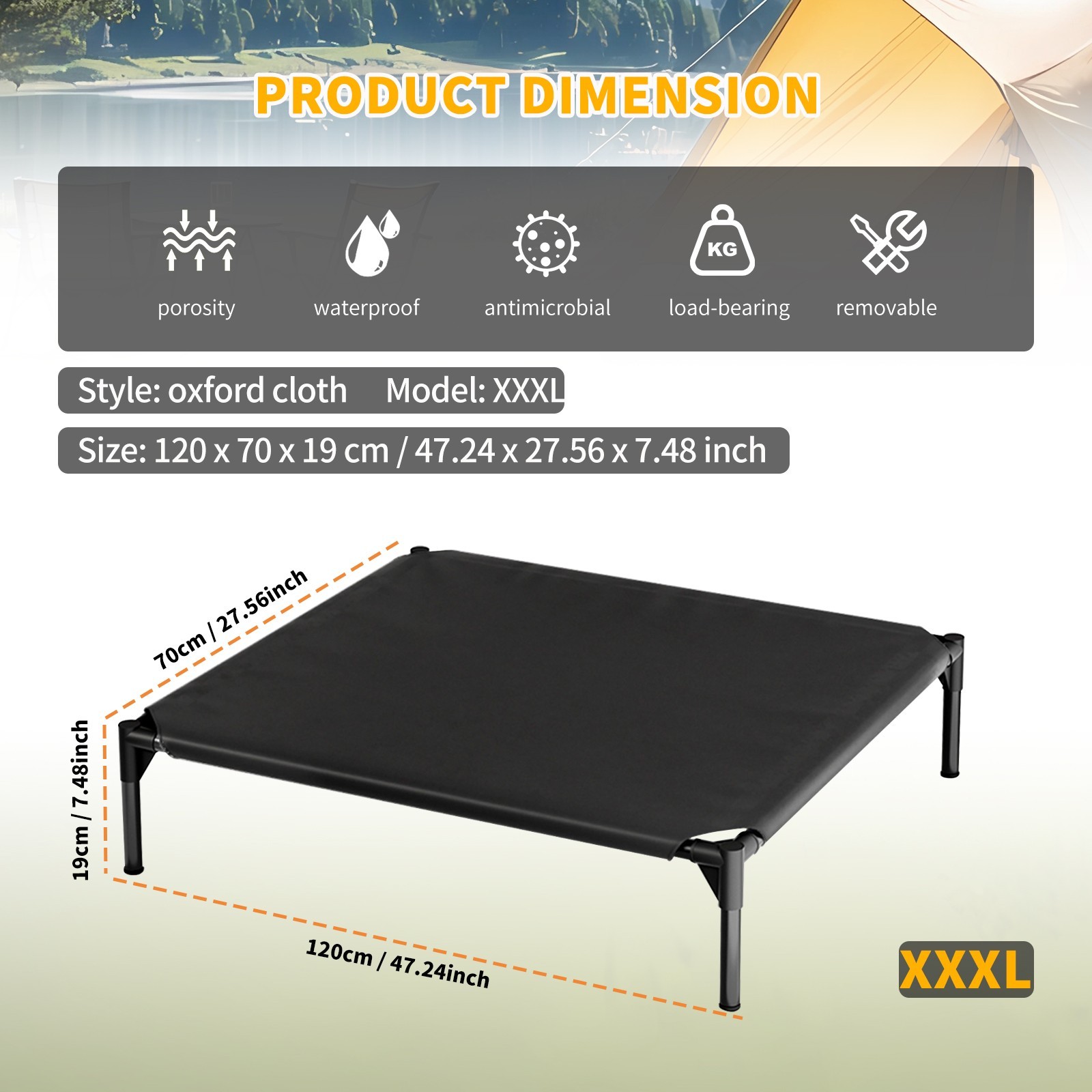 Elevated Dog Bed Pet cot for Large Dog Portable Raised Dog Cot Indoor and Outd