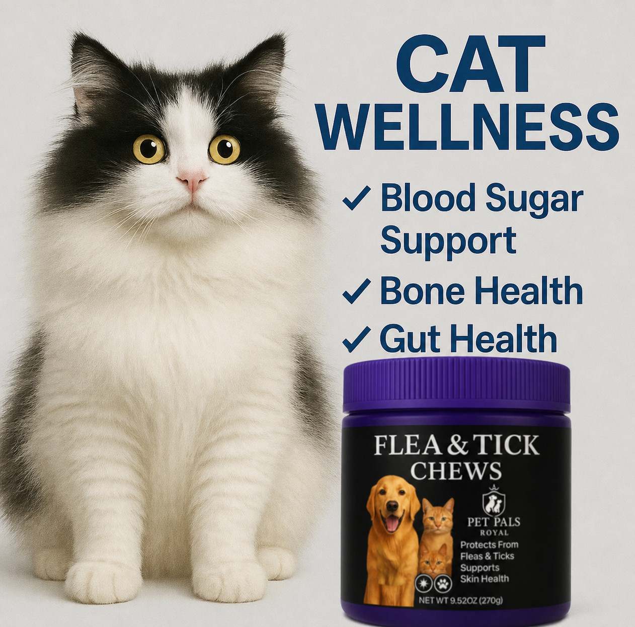Natural Dog & Cat Flea and Tick Prevention 100Chews for All Breeds Ages & Sizes