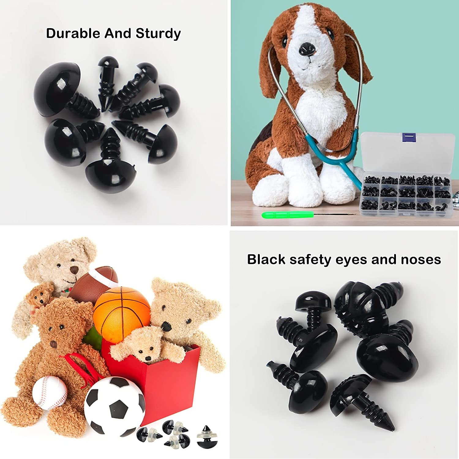 566PCS Safety Eyes for Amigurumi, Various Sizes Crocheting Safety Eyes and Noses