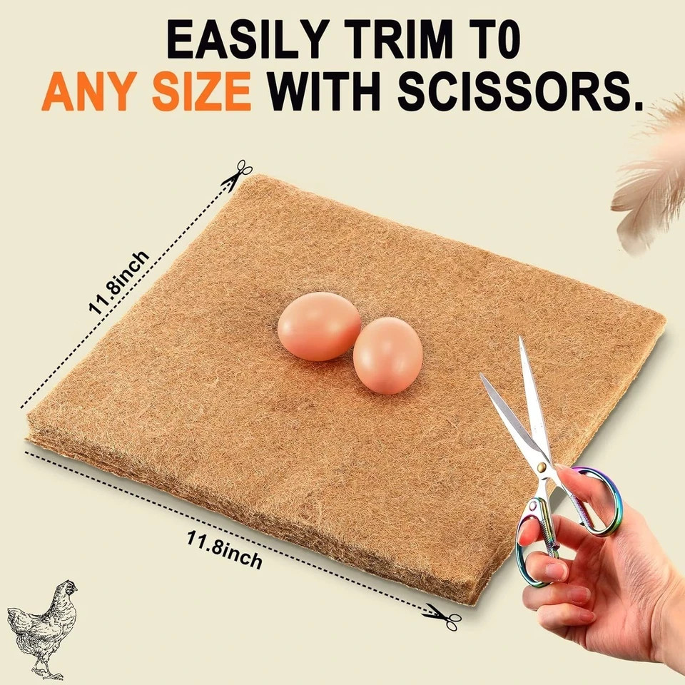 Aoriher 24 Pack Natural Hemp Chicken Nesting Pads as shown on the pictures