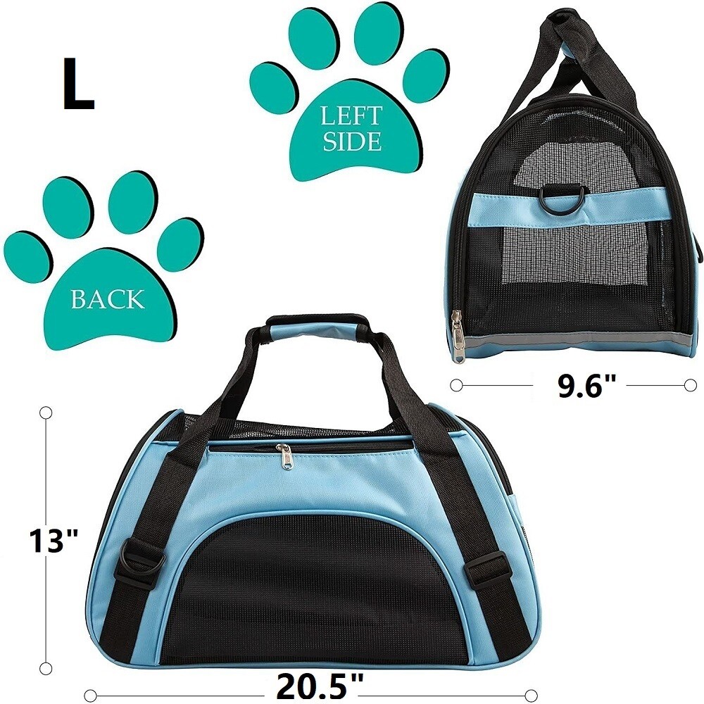 Soft-Sided Airline Approved Pet Cat Carrier Bag, Comfort Case, Sizes M & L ﻿