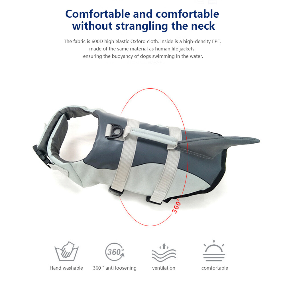 Pet Dog Life Jacket Puppy Swimming Float Safety Vest Adjustable w/ PULL Handle