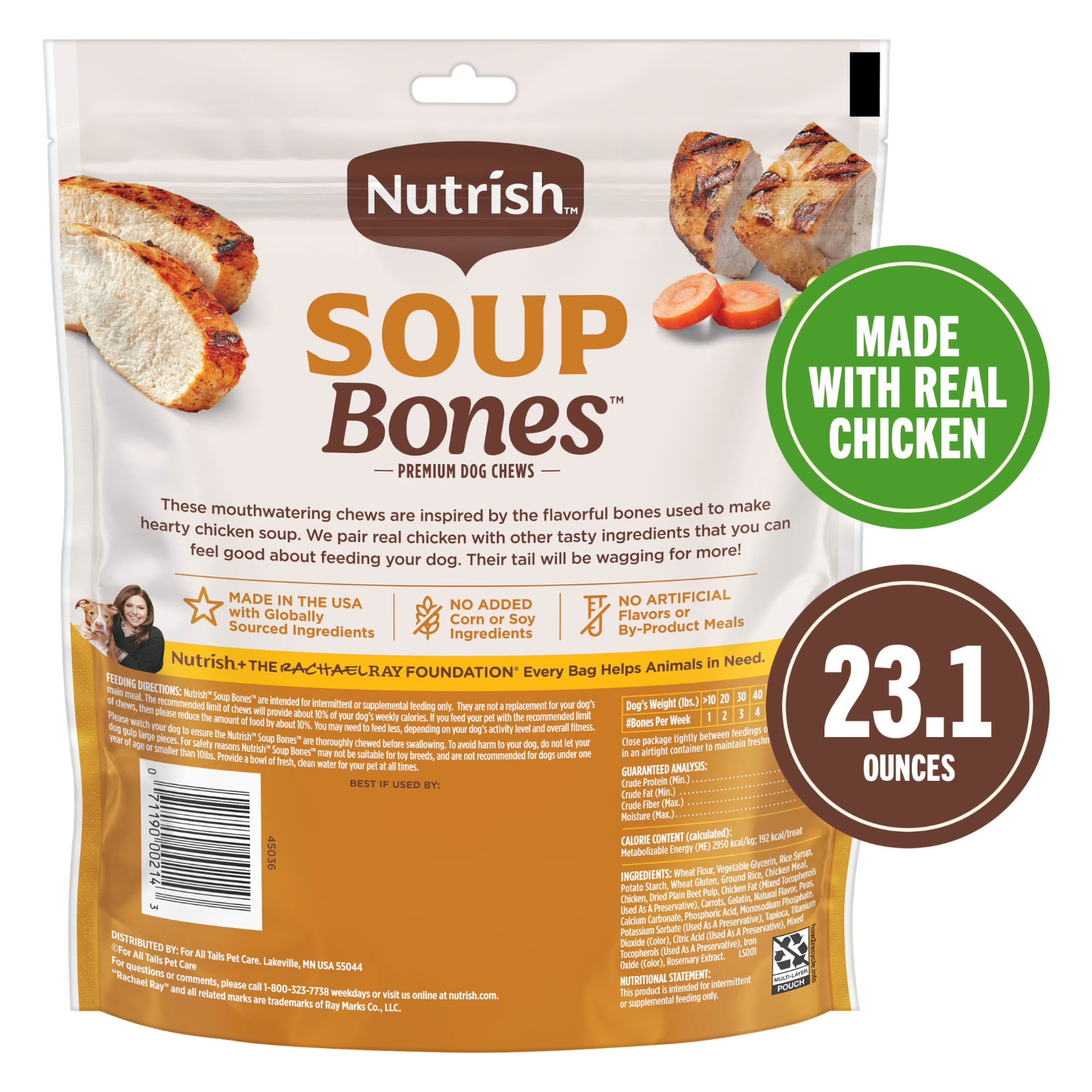 (4 pack) Nutrish Soup Bones Premium Dog Chews Chicken Veggies 11 Chew, 23.1 oz