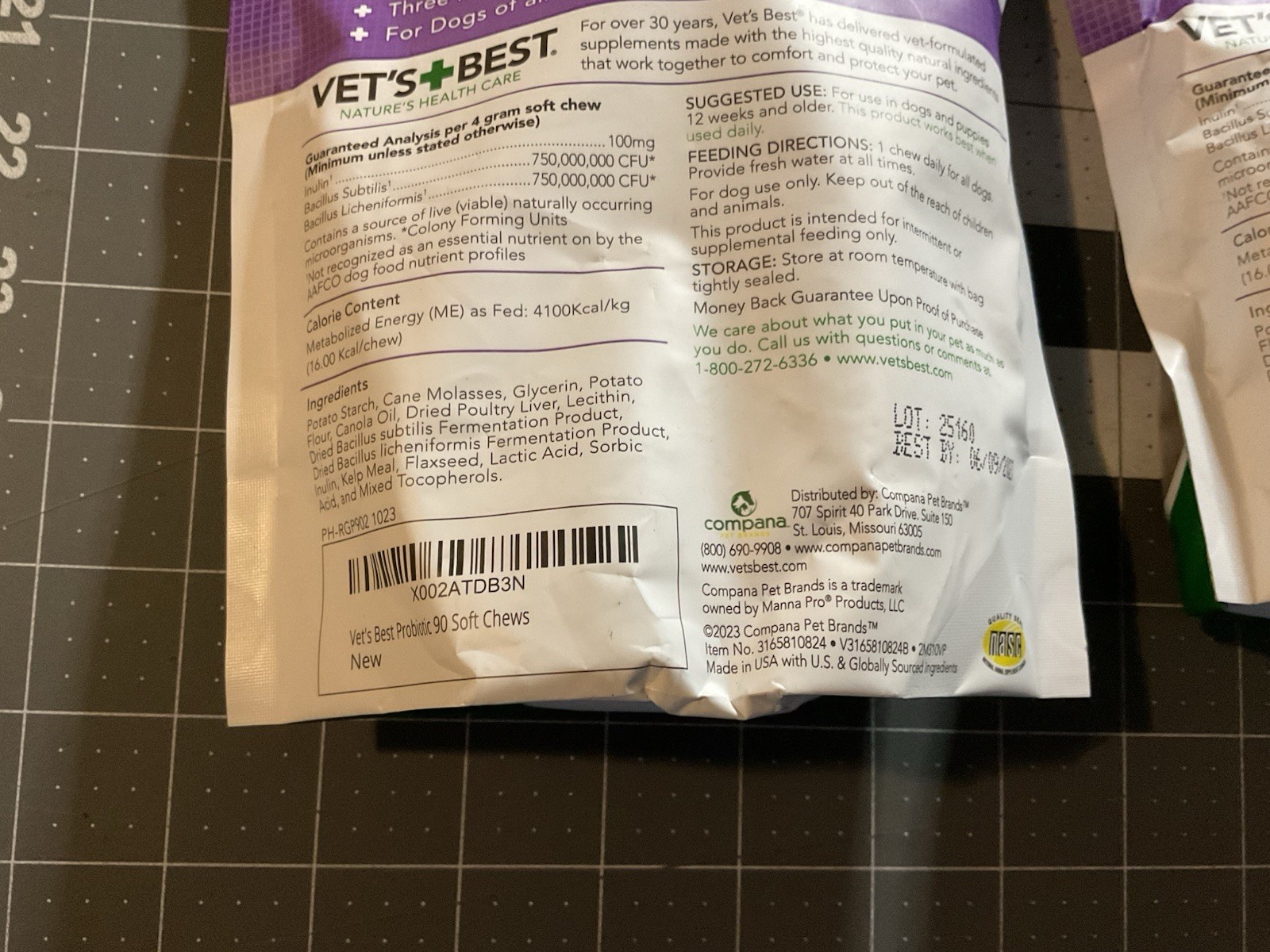 2-bag Vet’s Best Probiotic Soft Chews Digestive Aid 90 count Exp 06/2027