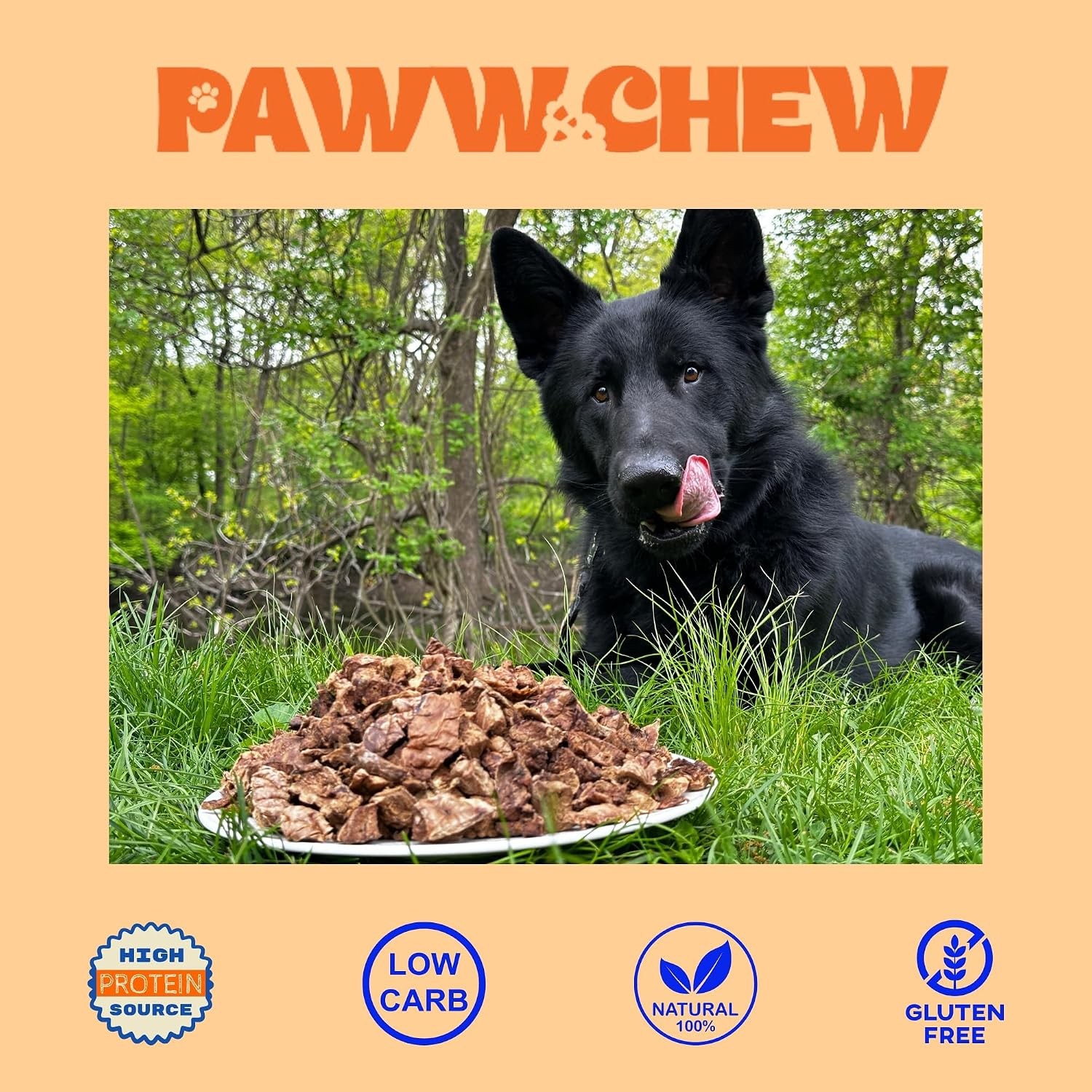 PAWW CHEW Beef Lung Dog Treats – 100% Natural, Single Ingredient, (1 Pound) Made