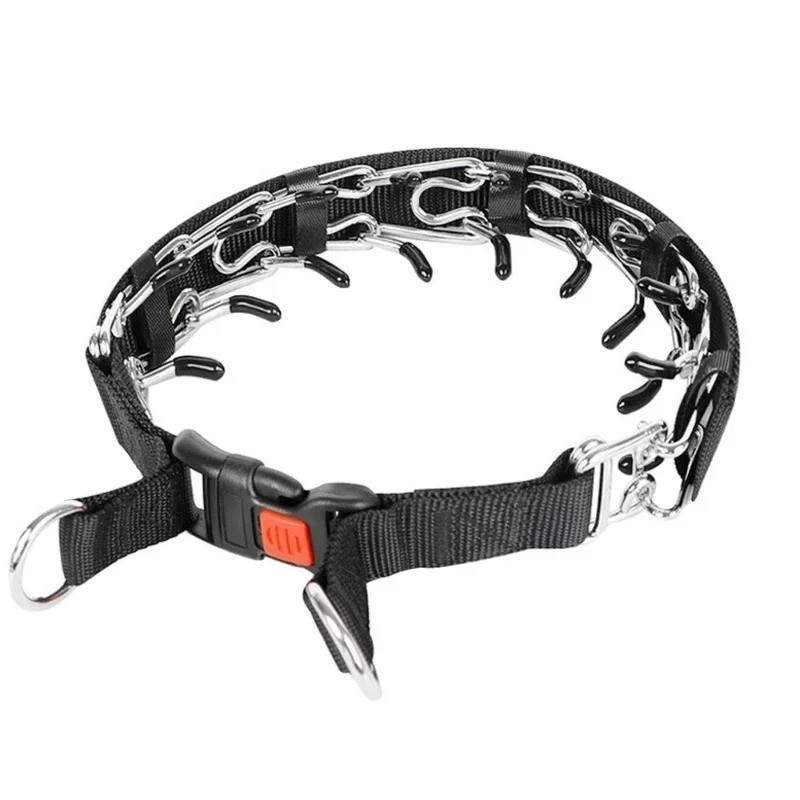 Adjustable Dog Prong Traing Collar with Rubber Caps for Medium Large Breed