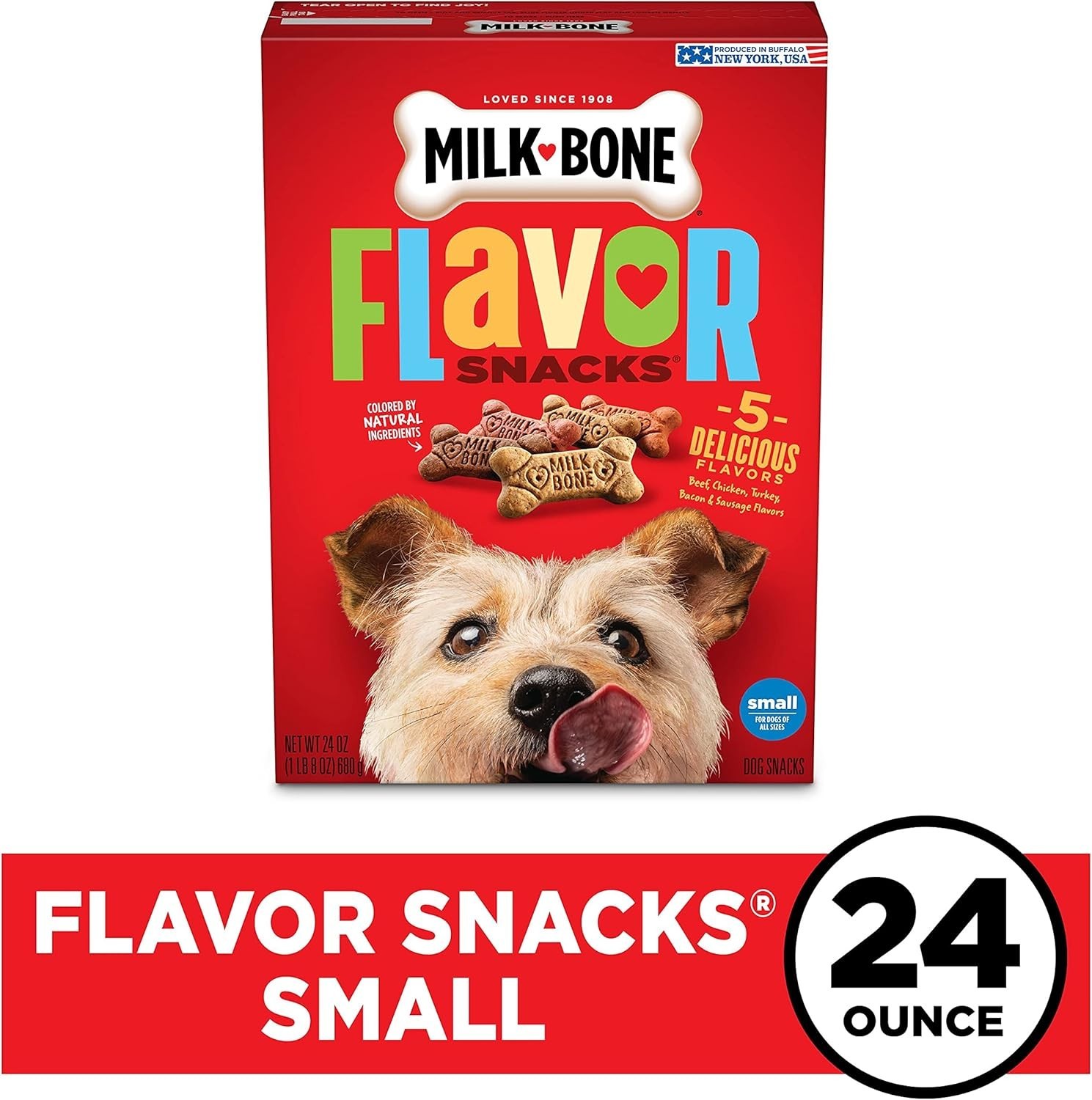 Milk-Bone Flavor Snacks Dog Treats, Small Biscuits, 24 Ounce Crunchy Texture Hel