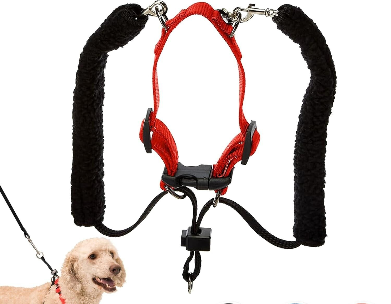 Training Halter No Pull Dog Harness w/RED Padded Sherpa Sleev Sporn size Large