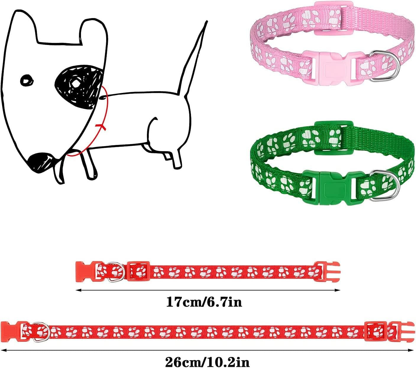 12 Pack Puppy Collars for Litter, Adjustable Puppy ID Collars Soft Nylon Whelpin