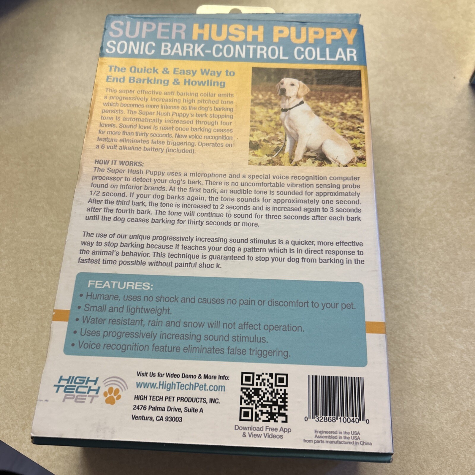 High Tech Pet Super Hush Puppy Sonic Bark Stopping Collar New