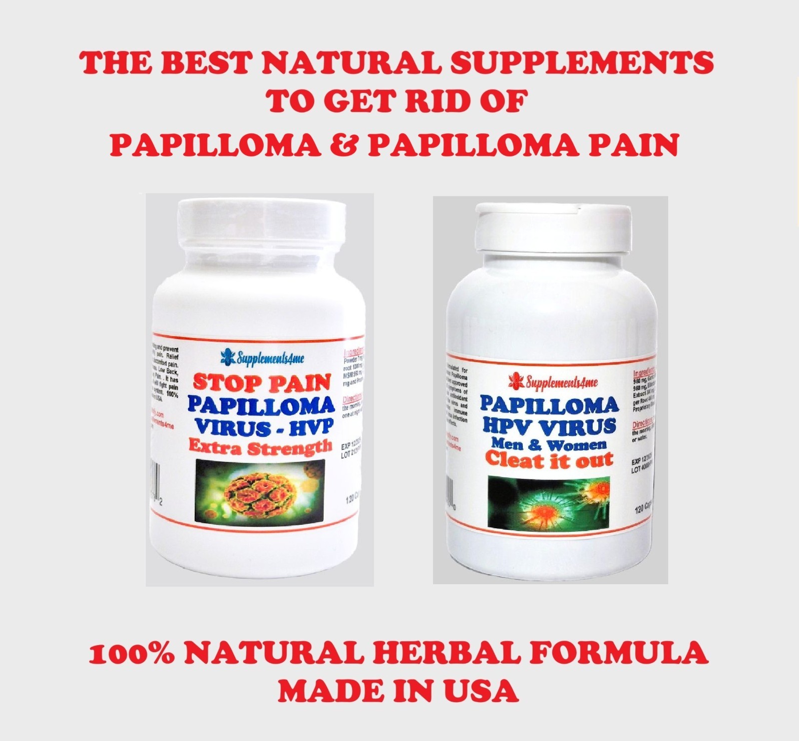 NATURAL HERBS FOR PAPILLOMA WOMEN & MEN HPV VIRUS – 120 CAPS – MADE IN USA