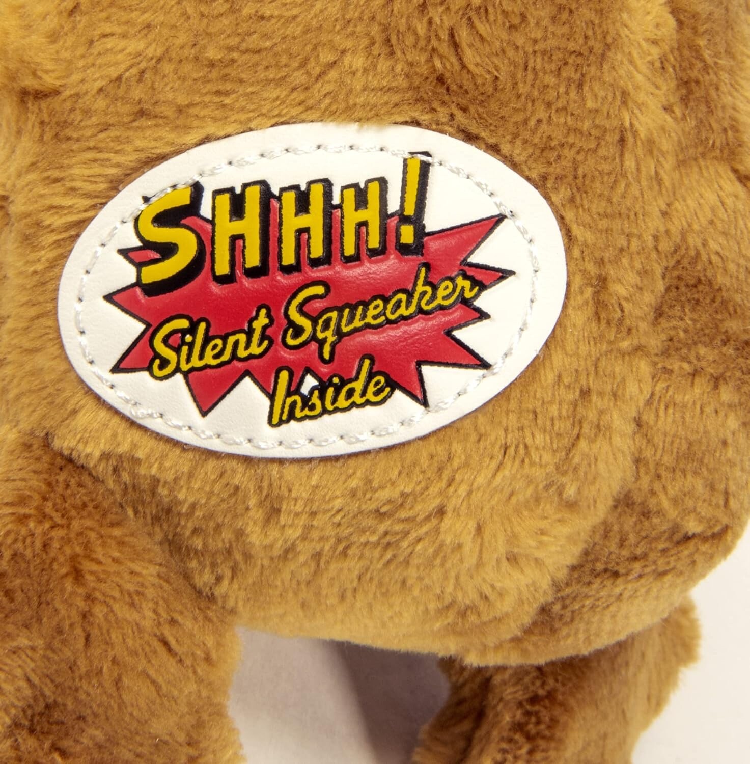 goDog Crazy Hairs Lion Silent Squeak Plush Dog Toy, Chew Guard Technology – Tan