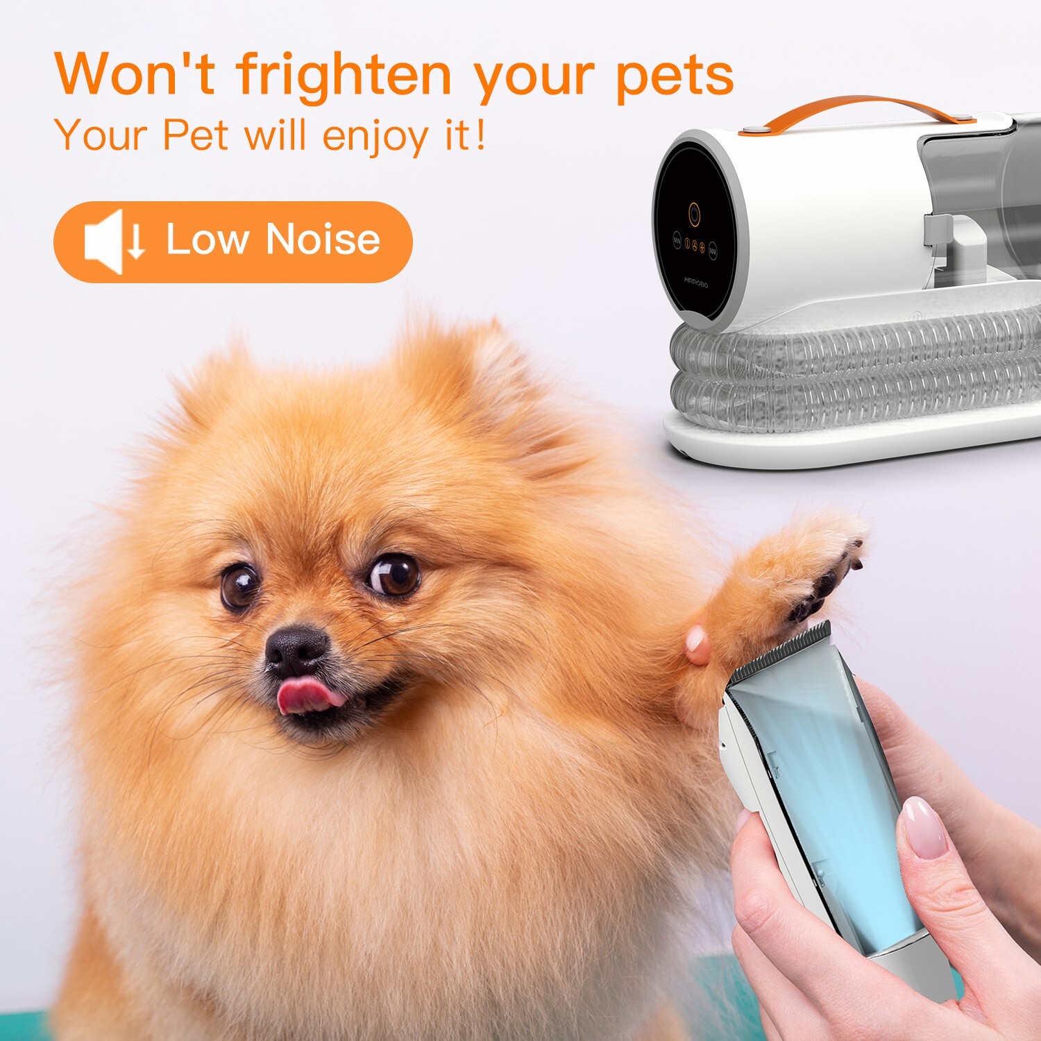 AIRROBO PG100 Pet Grooming Vacuum & 5 Grooming Tools, 12000Pa Suction Power