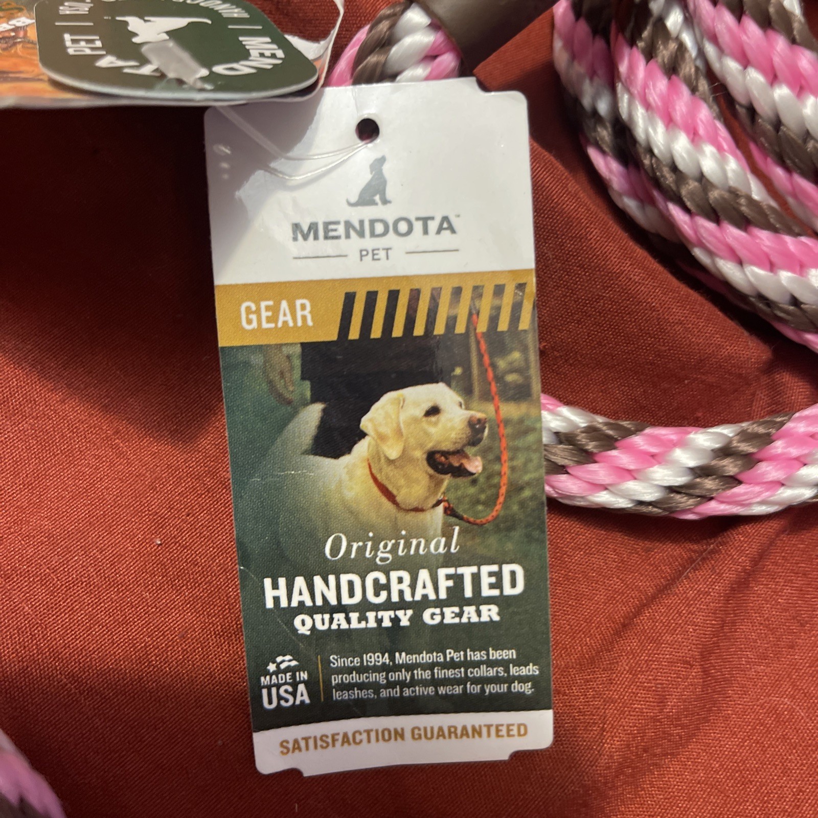 Mendota Dog Puppy Leash British Style Slip Lead Pink Chocolate 1/2”x 6’ 2 Pieces