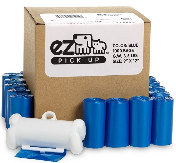 1000 EZ Dog Pickup Poop Bags for Dog Walking, Puppy Waste Bag + Dispenser