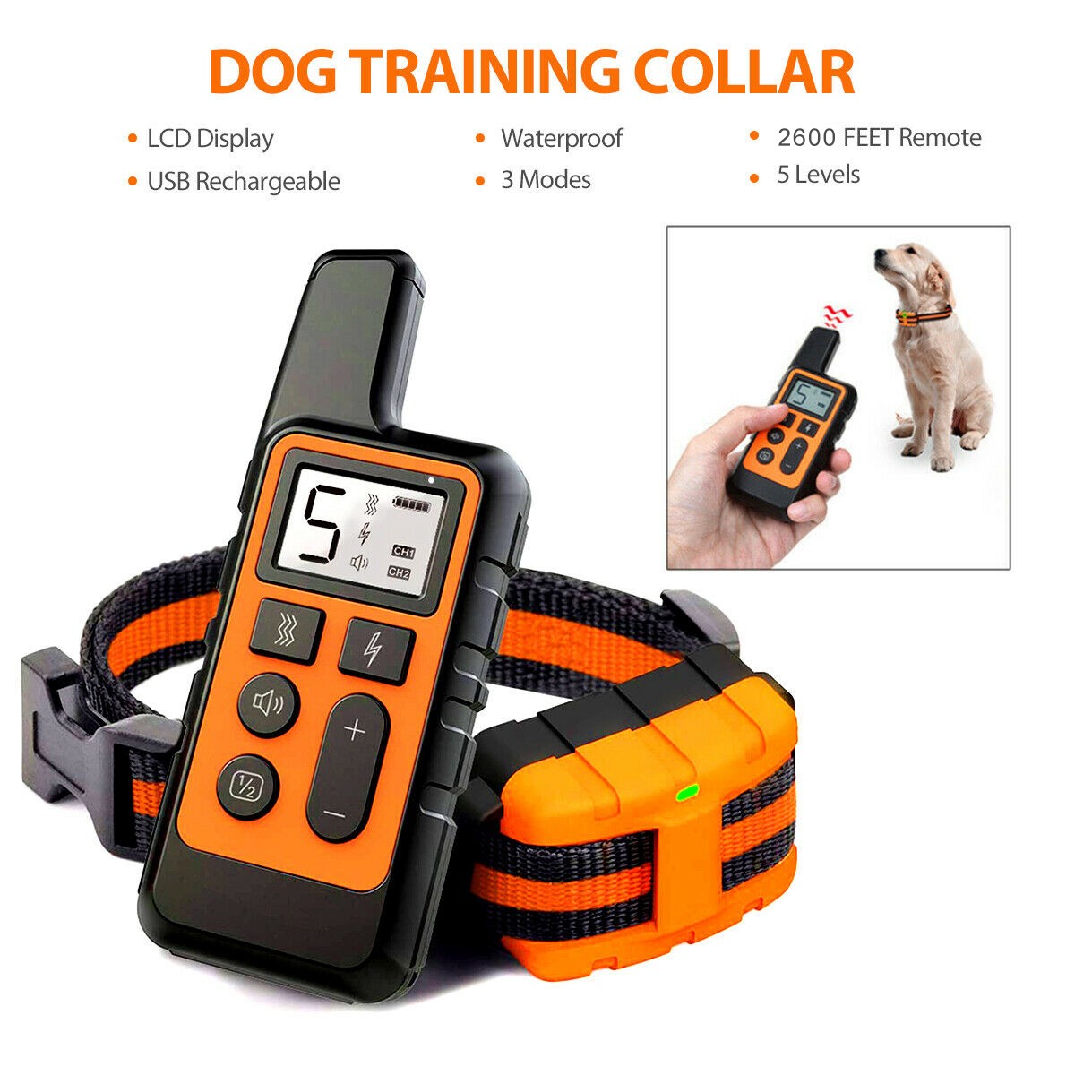 2700 FT Dog Training US Collar Rechargeable Remote Shock PET Waterproof Trainer