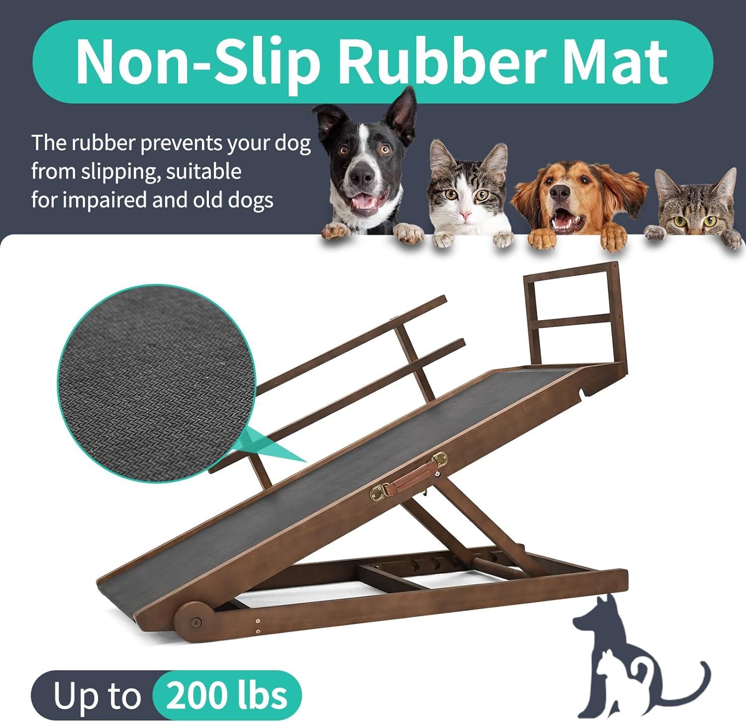 NAIZEA 63″ L Dog Ramp, Extra Large Adjustable Folding Pet Ramp With Side Rails