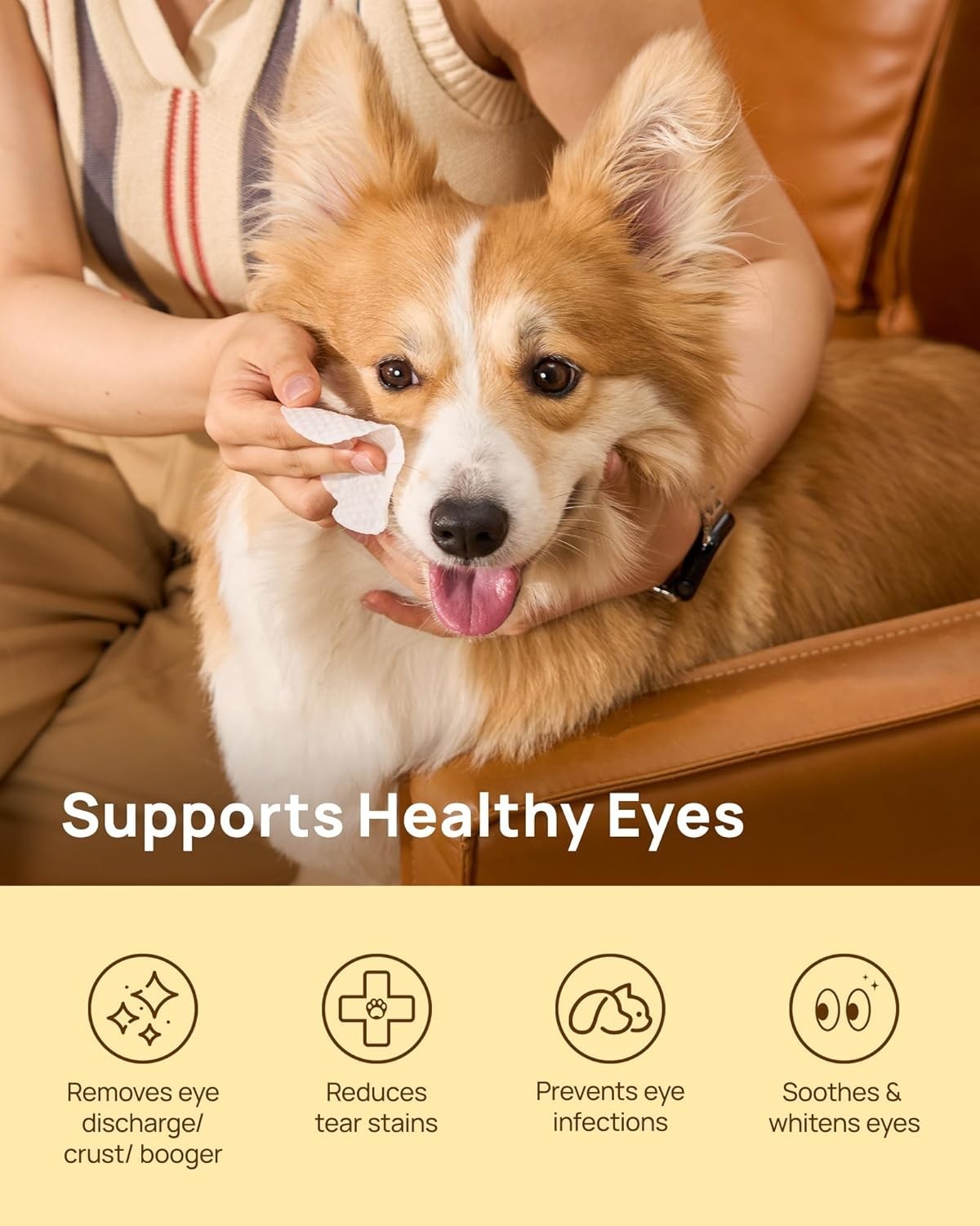 Eyes Wipes for Dogs & Cats, Vet-Recommended Dog Eye Infection Treatment, Gently