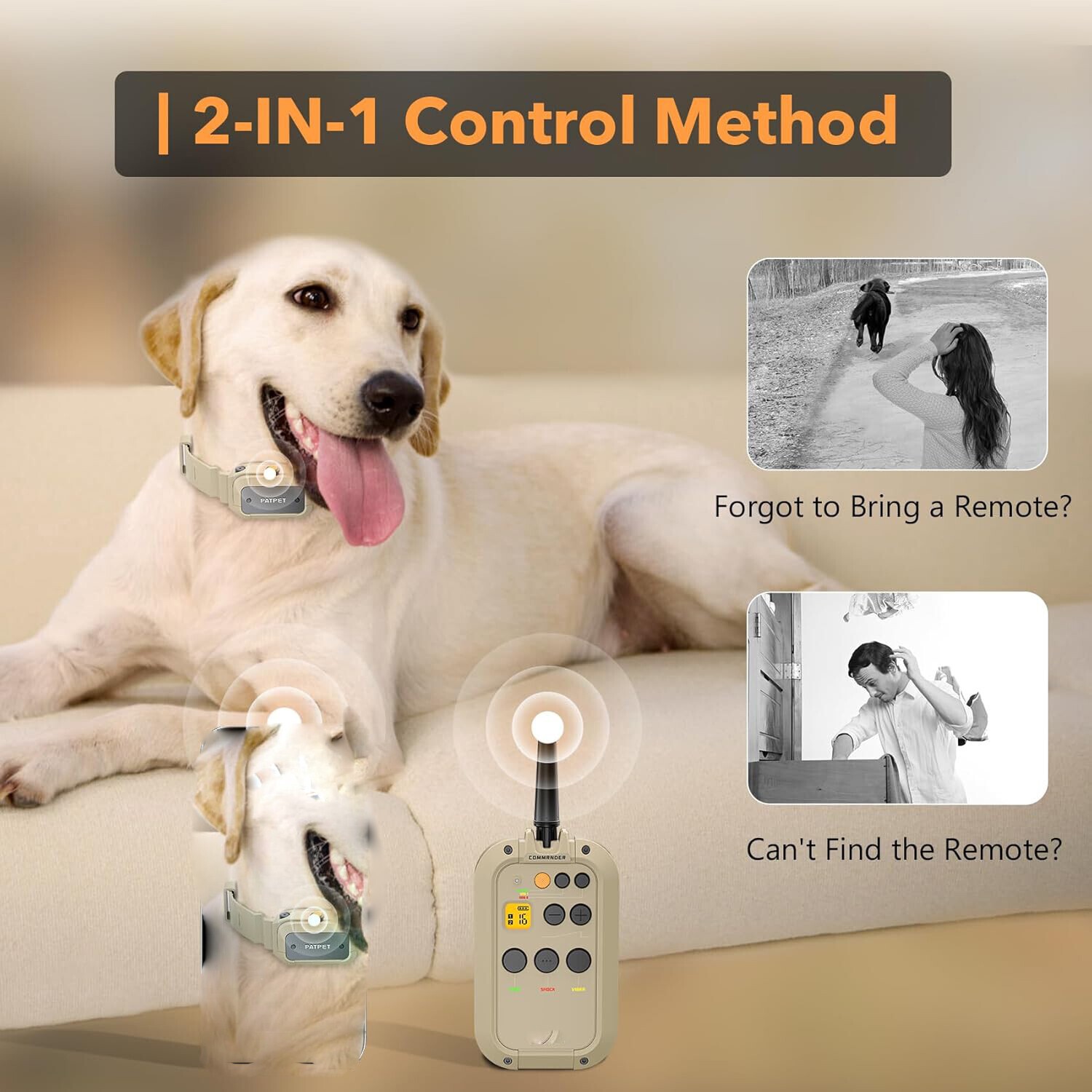 2in1 Dog Shock Collar Training w/ Remote 1/2 Mile IPX7 Waterproof Electric US
