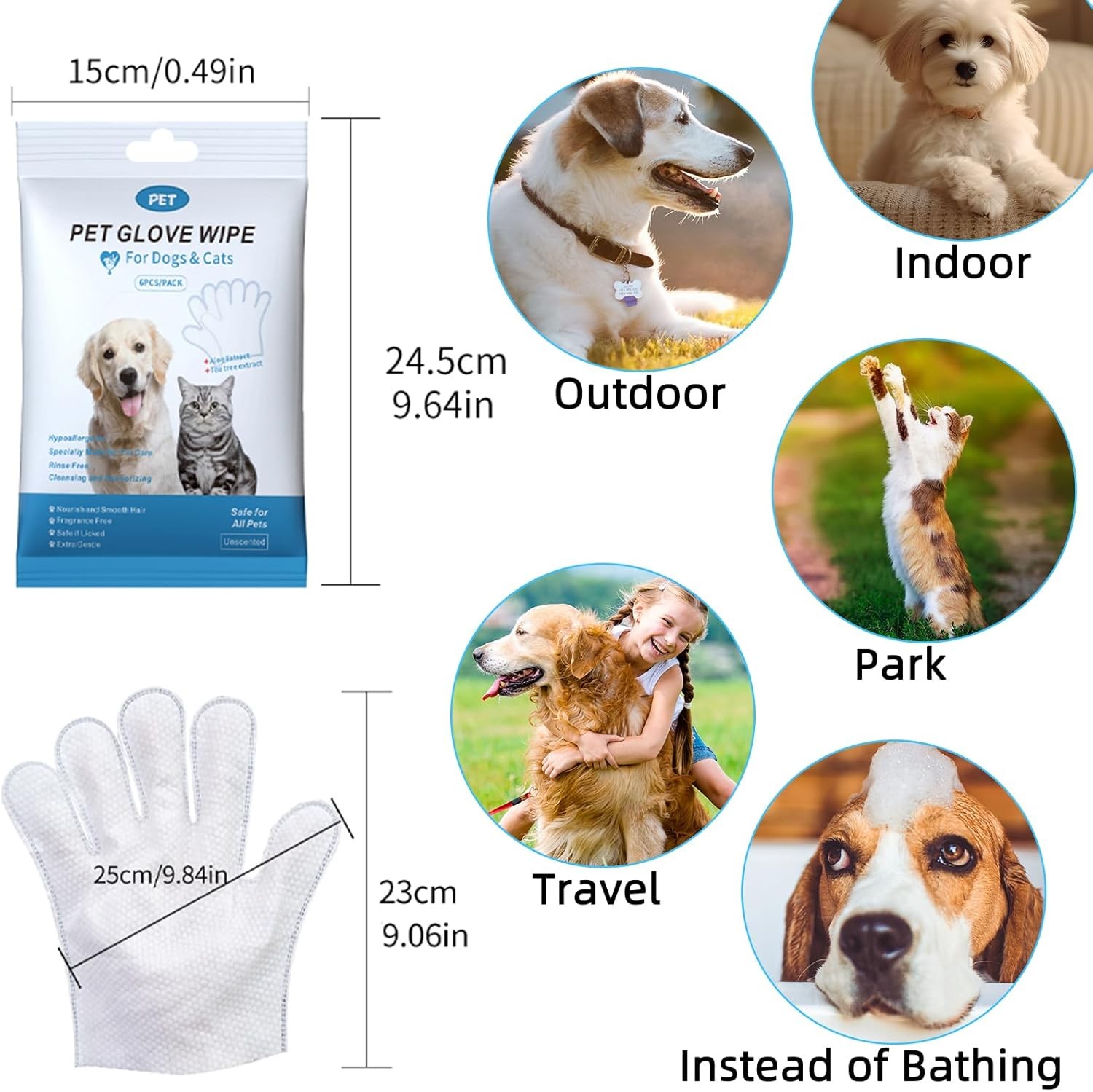 Pet Grooming Gloves Wet Wipes For Dogs And Cats Dog Cleaning Glove Wipes