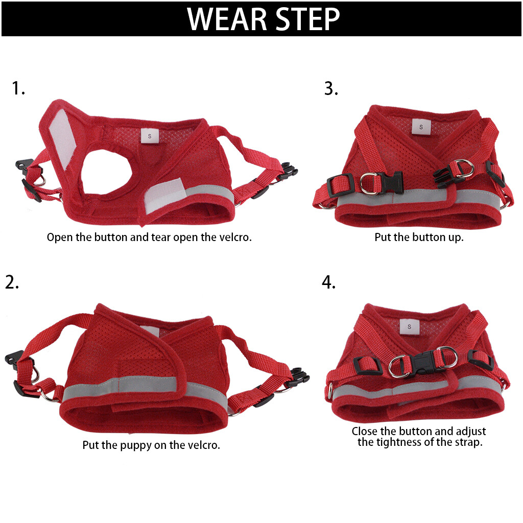 Small Dog Pet Puppy Harness And Leash Set Breathable Mesh Vest Chest Strap XS-XL