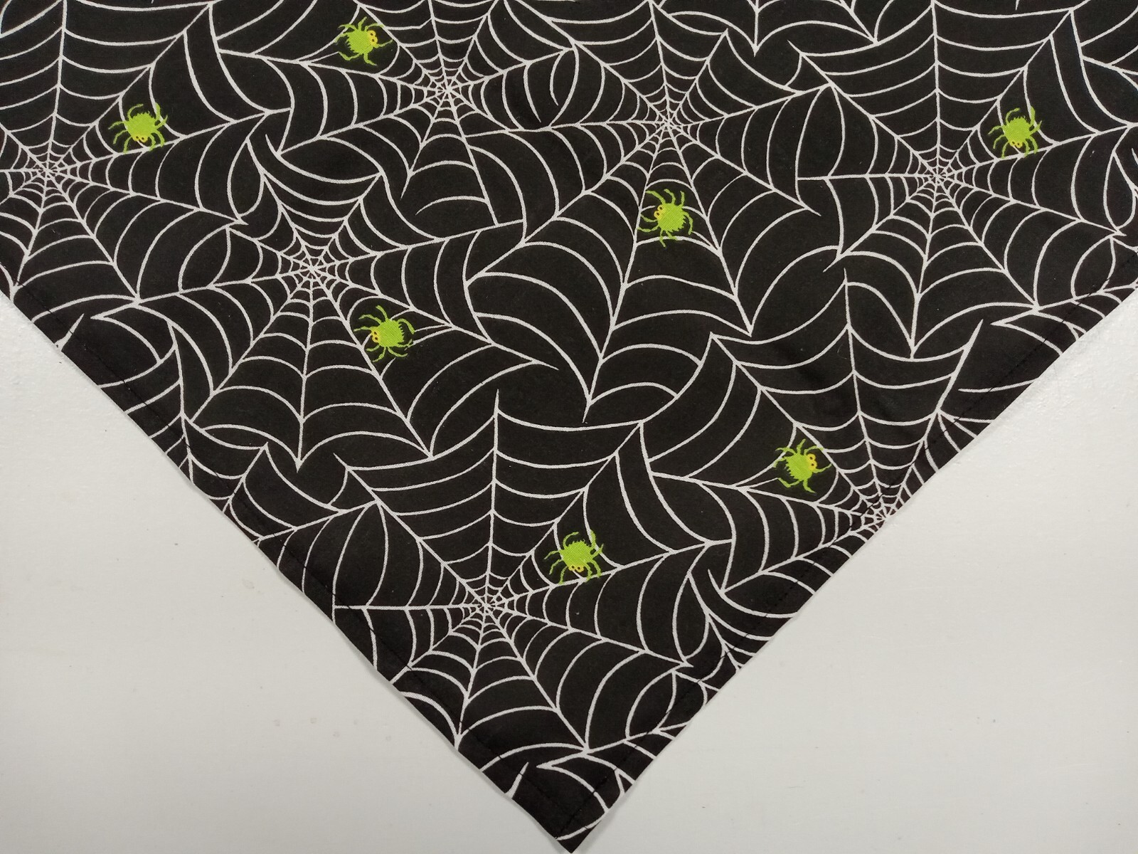 Buster Brown Dog Bandana, Scarf, Tie On, Black, Halloween, Spiders, Webs, L