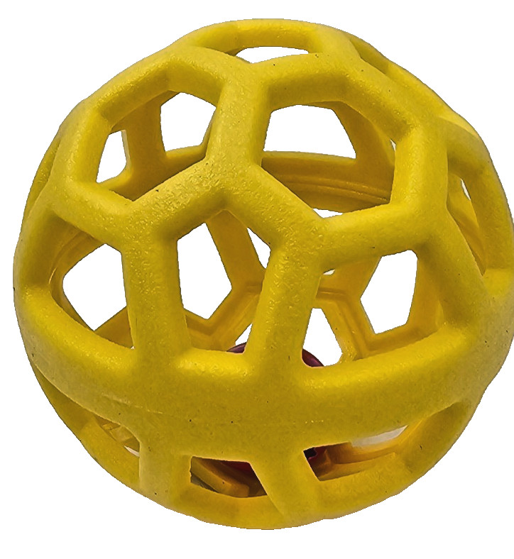 Roller Dog Toy Puzzle Ball Rubber Medium Size Yellow New 4″ High Free Shipping