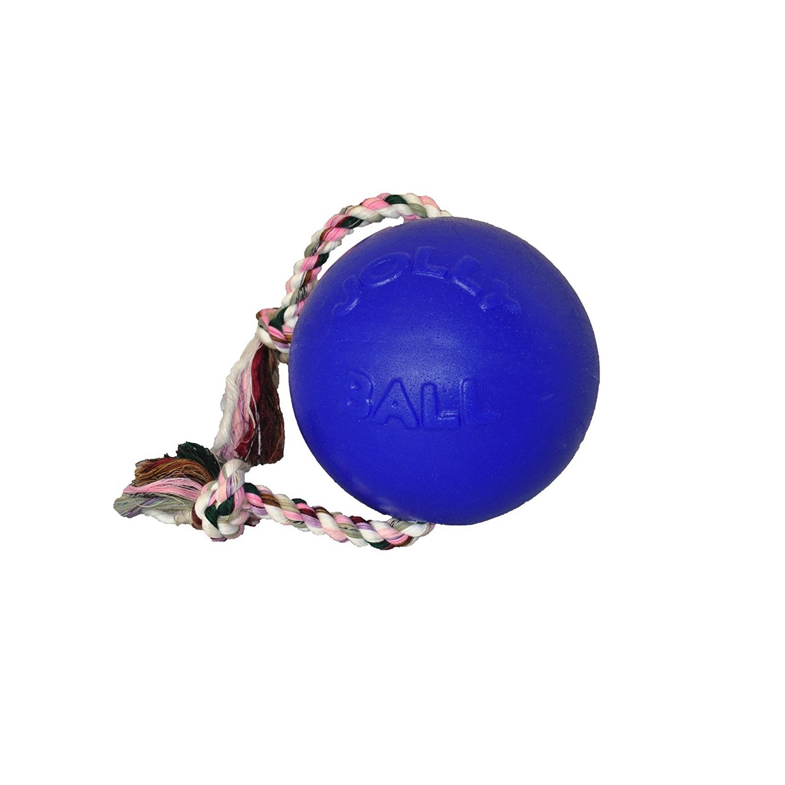 Jolly Pets Romp-n-Roll 6 inch Blueberry Rubber Ball with Rope for Dogs
