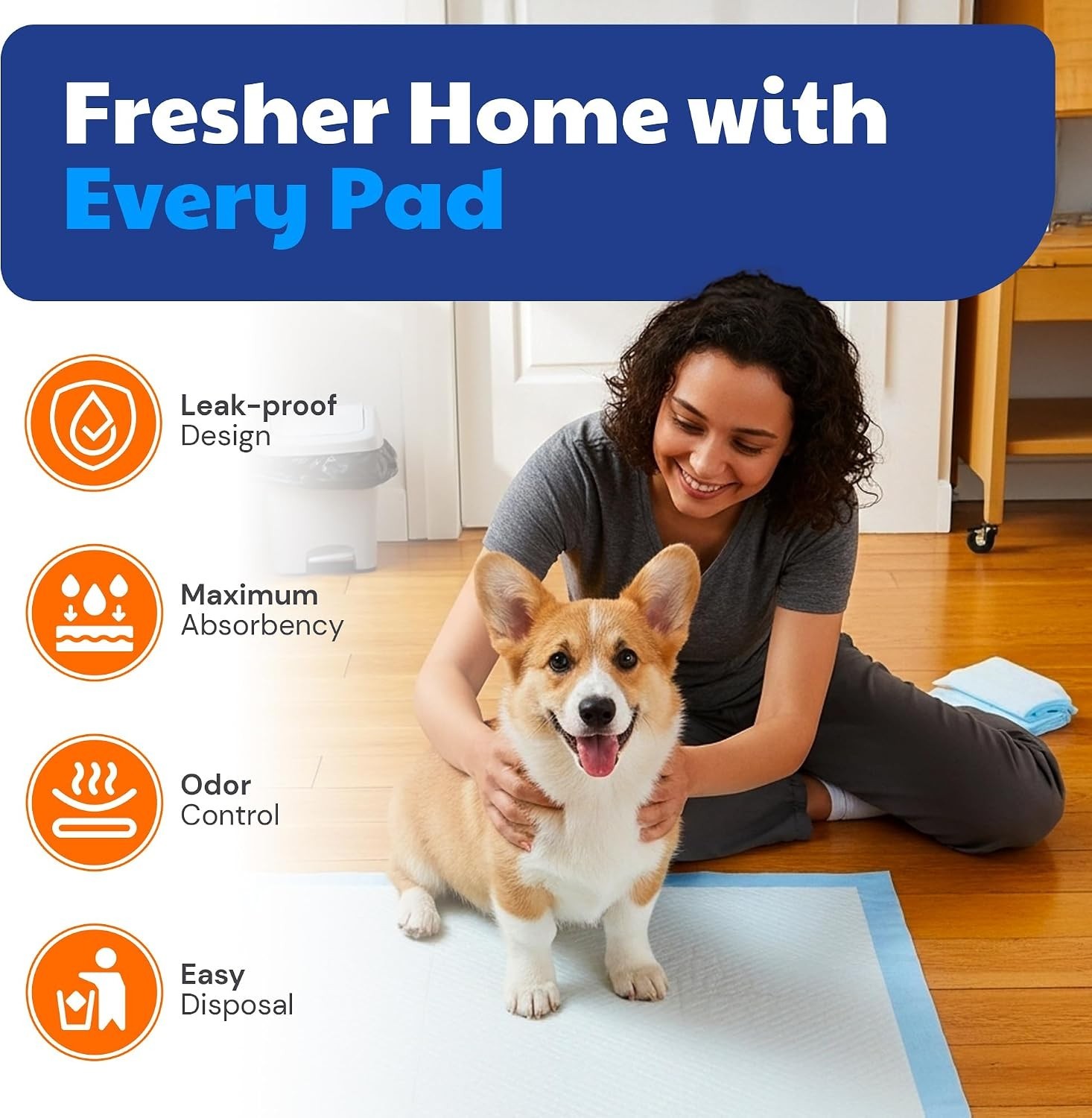 Extra Large 50 Count AKC Training Pads – 28″ x 30″, Odor-Neutralizing Technology