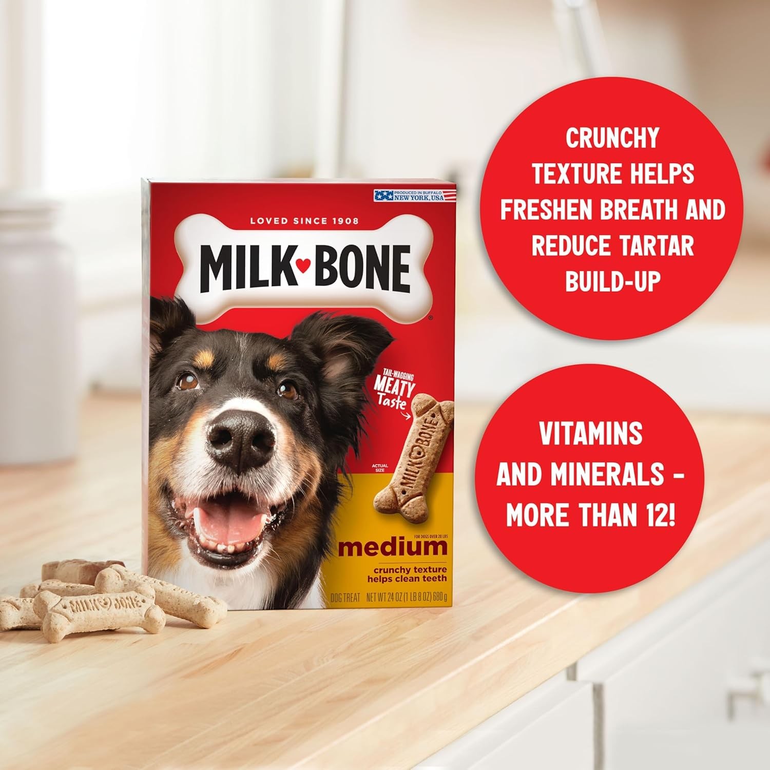 Milk-Bone Original Dog Treats Biscuits for Medium Dogs, 24 Ounces (Packaging May
