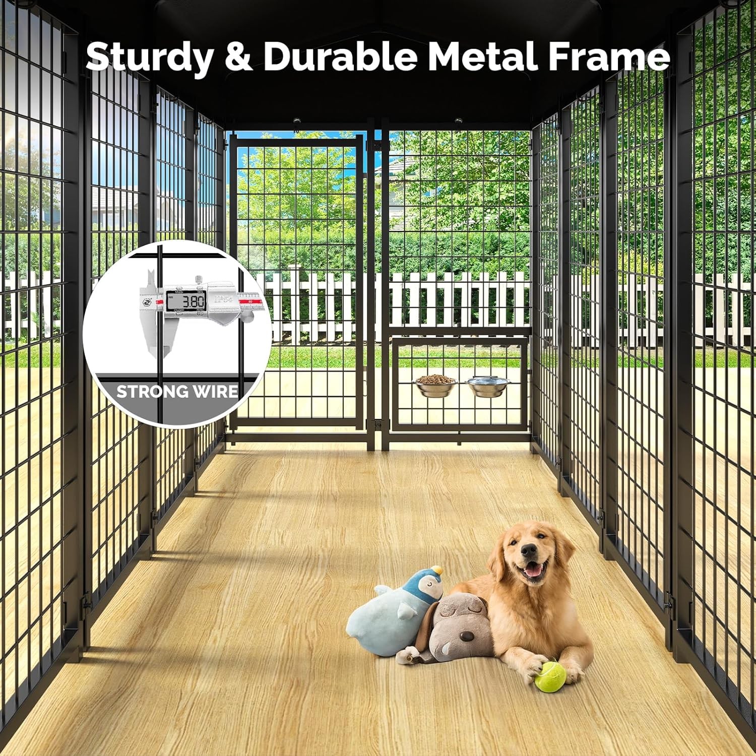 Large Outdoor Dog Enclosure Heavy Duty Dog Cage with Roof Thicken Kennel Fence