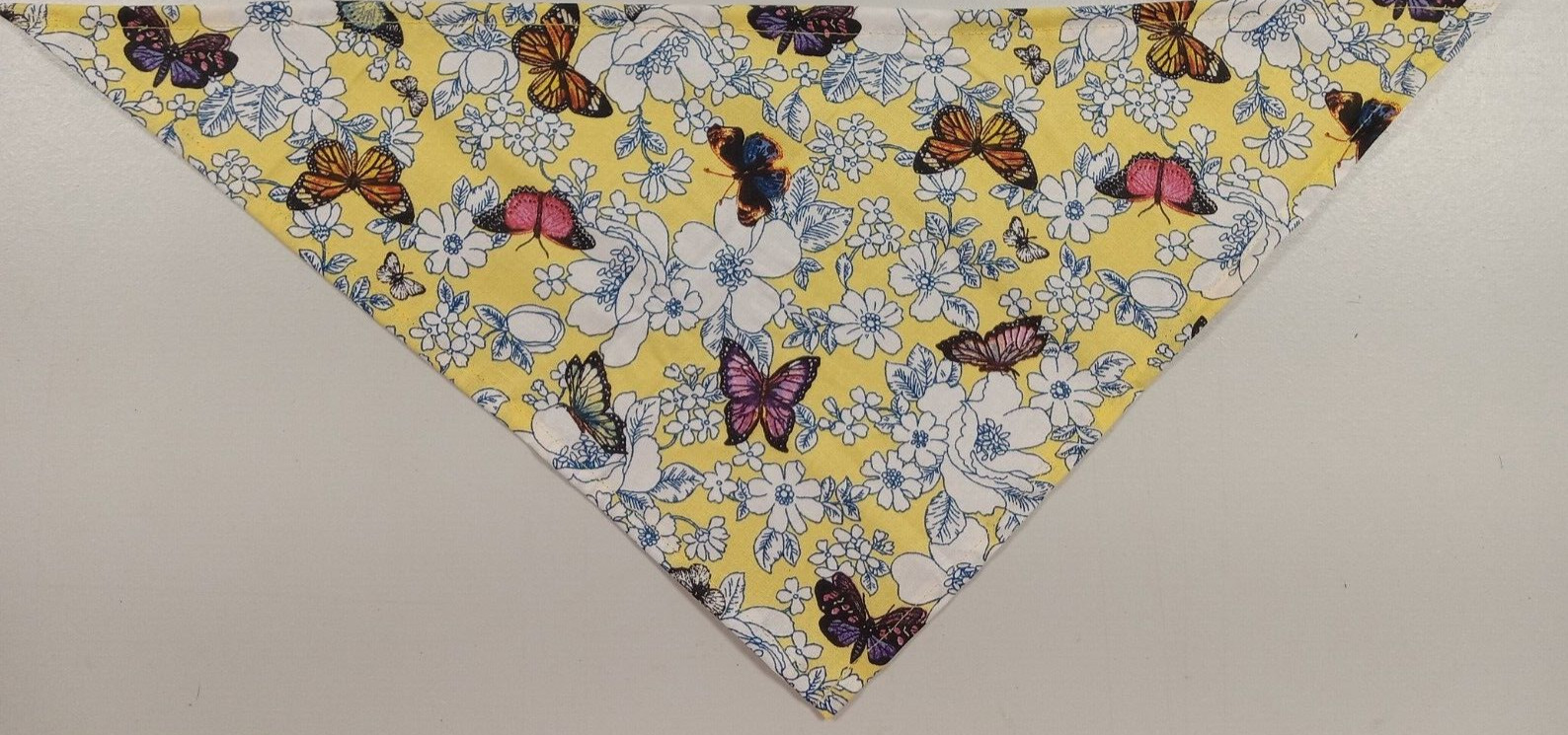 Dog Bandana/Scarf, Tie On, Floral, Butterflies, Yellow, XS, S, M, L